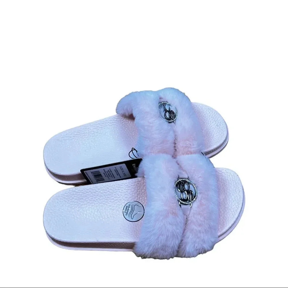 Bebe Girls Fur Slides 4/5 - Picture 2 of 4